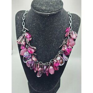Stunning Pink & Purple Crystal‎ Bead Statement Necklace